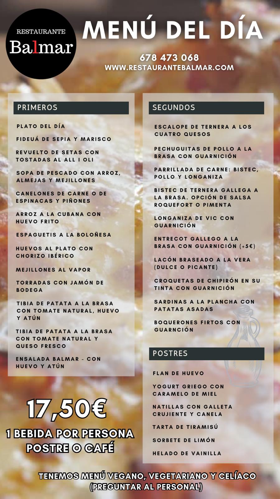 Menú del día entre semana en Miami Playa - Restaurante Balmar